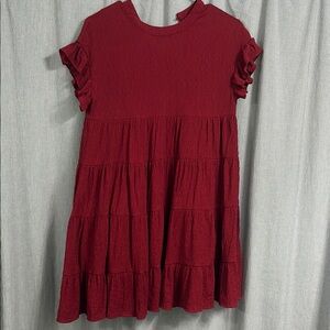 Women’s Red Ruffle Sleeve Babydoll Style Dress